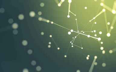 Abstract background. Molecules technology with polygonal shapes, connecting dots and lines. Connection structure. Big data visualization.