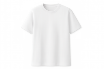 Plain white t-shirt mockup featuring clean design, transparent background highlighting graphic potential