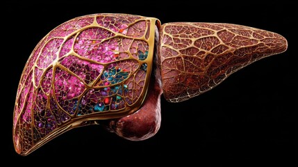 Fototapeta premium Organ Illustration: Detailed anatomical model showcasing internal structures, designed for educational and medical visualization. 