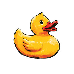 Cute Rubber Duck Cartoon Illustration on Transparent Background - Perfect for Playful Bathroom Decor and Kid's Art Designs.