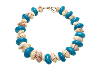 Obraz premium Beautiful Blue and White Beaded Necklace with a Silver Clasp for Elegant Jewelry Styles