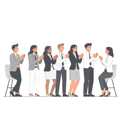 Obraz premium Diverse Business Team Applauding a Colleague's Presentation