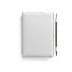 Top view of a white leather notebook mockup isolated on a transparent background png high resolution book mockup blank template isolated book professional presentation blank empty  creative 