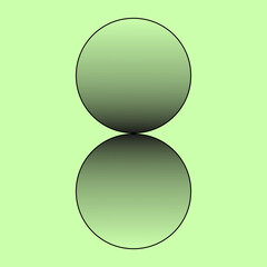 Abstract circle icon. Two round shapes. Vector green gradient. Minimalist design element.