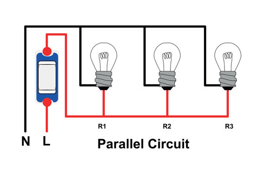 Diagram of a Parallel Electrical Circuit With Three Bulbs and a Switch