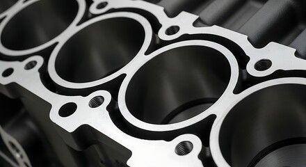 Close-up of an Automotive Engine Block, Showing Cylinders and Precision Engineering