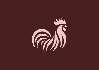 A crisp minimalist rooster silhouette logo, representing alertness and dawn in a bold form.