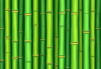 Fototapeta premium Close-up view of numerous green bamboo stalks.