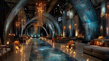 Stunning cosmic themed wedding venue design high resolution image