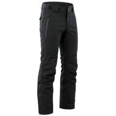 Black technical ski pants with articulated knees and belt system for winter sports outdoor recreation and mountain skiing activities