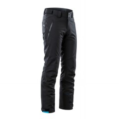 Dark gray ski pants with blue accent details featuring modern technical design for winter mountain sports and snowboarding adventures