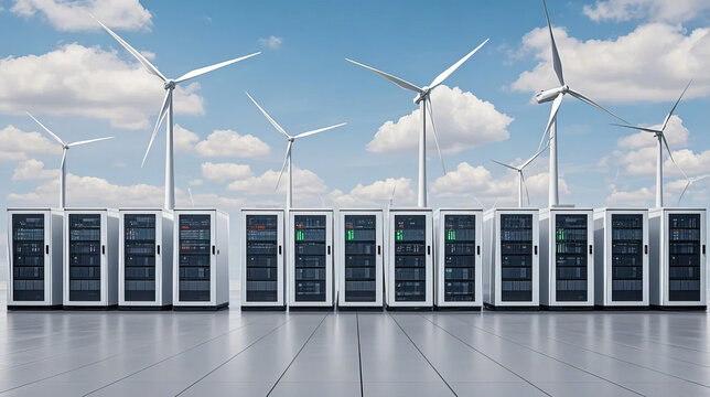 New energy data center cloud computing technology creative business illustration