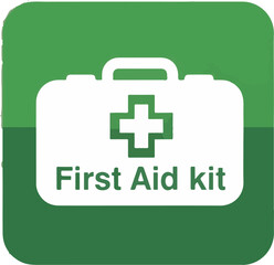 Fototapeta premium First Aid Kit icon on green background, vector