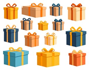 Assorted gift boxes in various colors