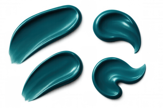 Teal paint brushstrokes forming dynamic geometric shapes, spreading across transparent surface with artistic flair and creative potential - Powered by Adobe