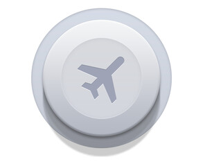 airplane icon isolated icon on grey button on transparent background
