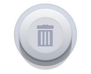 Delete Button Icon Modern 3D Effect with Trash Can Symbol