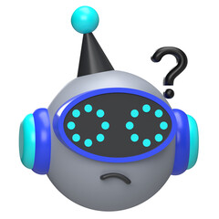 3D Cute Robot Head with Question Mark - AI Support Icon