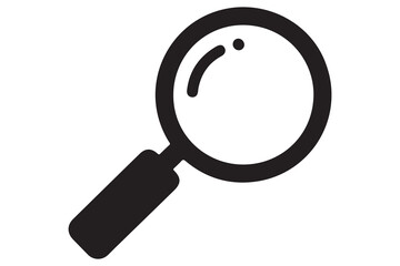 Magnifying glass silhouette icon isolated on white background for search and zoom concepts
