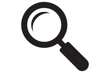 Magnifying glass silhouette icon isolated on white background for search and zoom concepts
