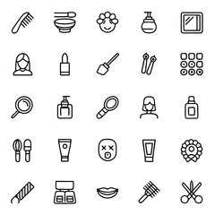 Obraz premium Beauty and personal care products vector icons set for cosmetics and makeup accessories collection design