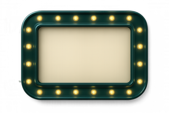 Glowing green rectangular lightbox featuring rounded corners, illuminating messages against transparent backdrop for clear visual communication