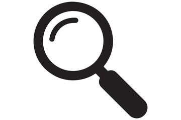 Magnifying glass silhouette icon isolated on white background for search and zoom concepts
