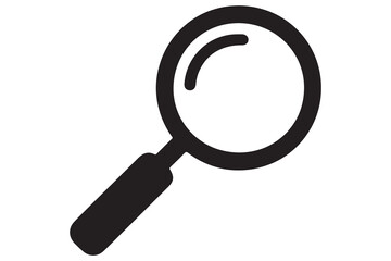 Magnifying glass silhouette icon isolated on white background for search and zoom concepts
