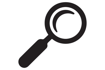 Magnifying glass silhouette icon isolated on white background for search and zoom concepts
