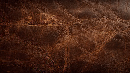 A close-up, high-resolution texture of worn, distressed brown leather with a subtle grain. The surface shows light scratches and a rich patina, suggesting a timeless, vintage quality.