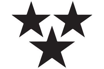 Three star silhouette vector isolated icon design for rating and review concepts
