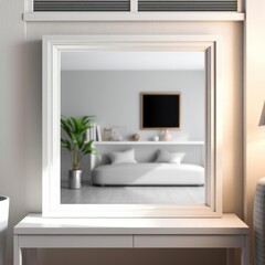 Fototapeta premium Empty photo frame for mockup in living room 3d rendering book mockup blank template isolated book professional presentation blank empty creative composition versatile use professional lig