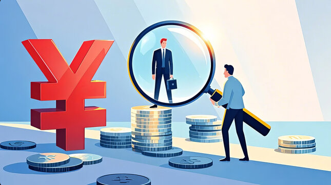 RMB symbol finance wealth management business scene creative commercial illustration - Powered by Adobe