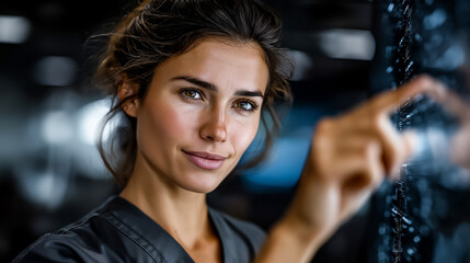 Female Electrician Programming Smart Building Controls