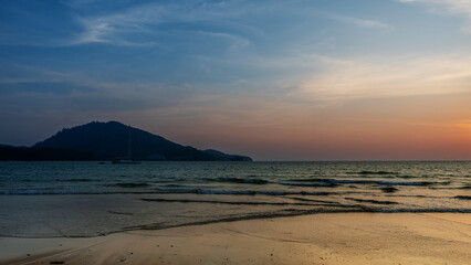 View of sea beach at sunset sky, Natural background