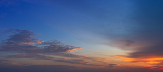 Obraz premium beautiful of sky with cloud on sunset sky background, panorama picture