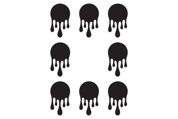 Black dripping liquid silhouette icon in minimal style, abstract liquid drop illustration, editable design on white background
