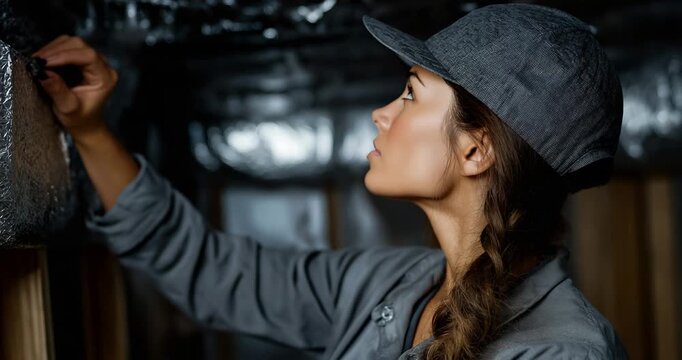 Woman Plumber Fitting New Construction Pipes