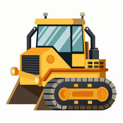 yellow bulldozer isolated on white