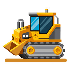 yellow bulldozer isolated on white