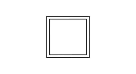 A simple illustration of a square shape with a double outline against a white background plain scene