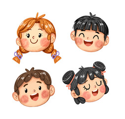HEADS, DRAWING HAPPY CHILDREN