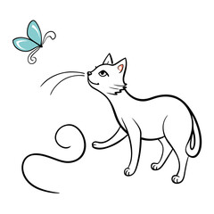 cat and butterfly
