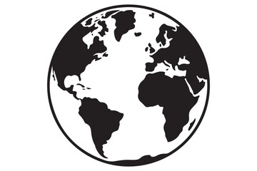 Simple black world globe map silhouette illustration design
