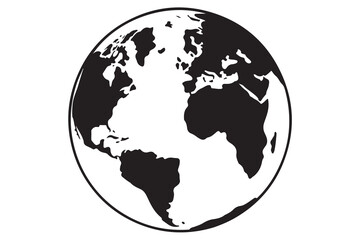 Earth globe silhouette vector icon isolated on white background
