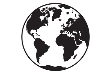 Earth globe silhouette vector icon isolated on white background
