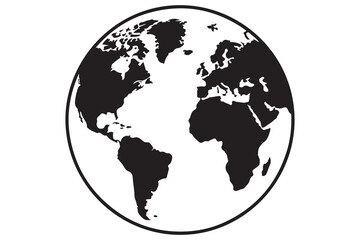 Earth globe silhouette vector icon isolated on white background
