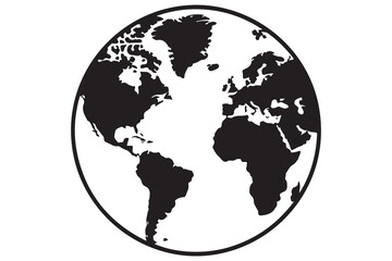 Earth globe silhouette vector icon isolated on white background
