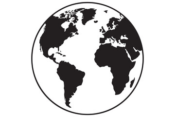 Earth globe silhouette vector icon isolated on white background
