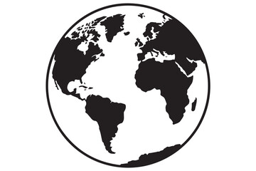 Earth globe silhouette vector icon isolated on white background
